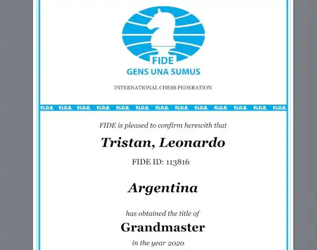 Reconocimiento oficial: Tristán recibió su diploma de Gran Maestro
