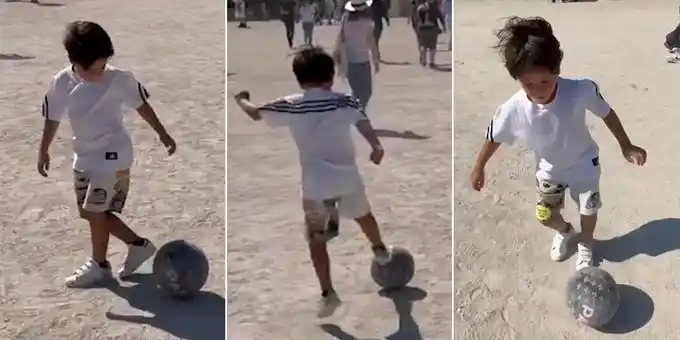 Mateo Messi se lució en las calles de París