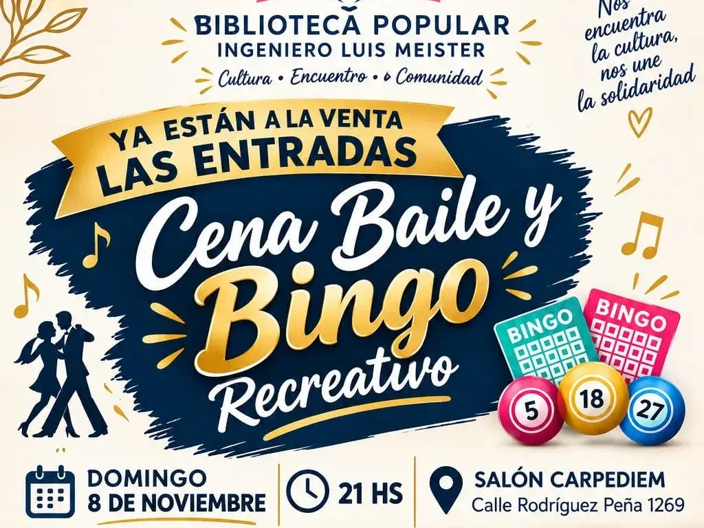 La Biblioteca Meister organiza una cena, baile y bingo recreativo