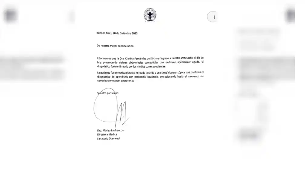 Cristina fue operada de apendicitis