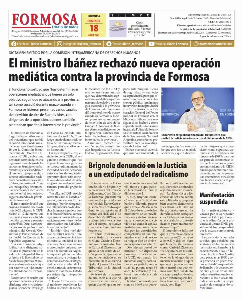 Tapa y Contratapa 18 de abril de 2021