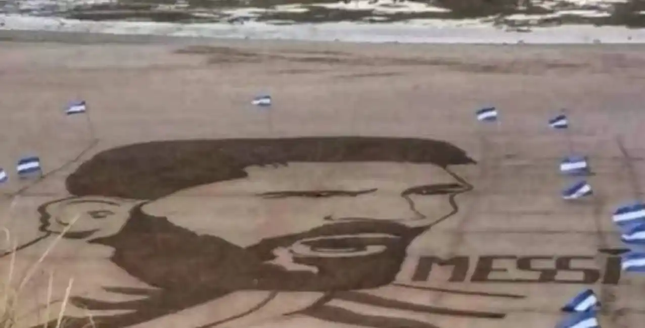 Locura por el Mundial: hicieron una figura de Messi en Las Grutas