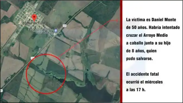 Sauce de Luna: Un peón rural intentó cruzar un arroyo desbordado y murió