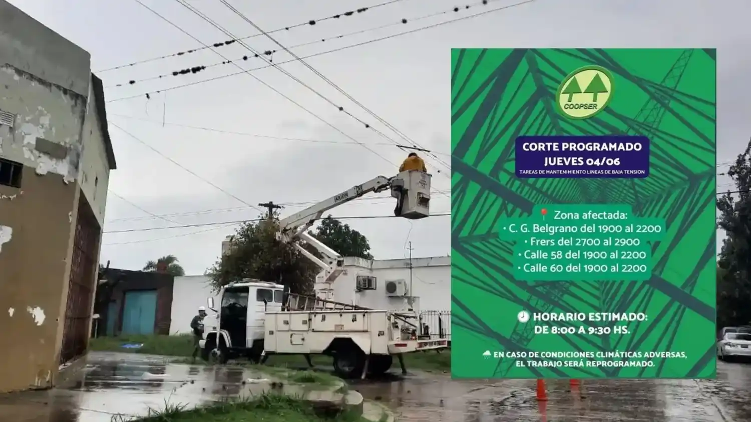 Los cortes de esta jornada se realizan en líneas de baja tensión, sobre la zona industrial.