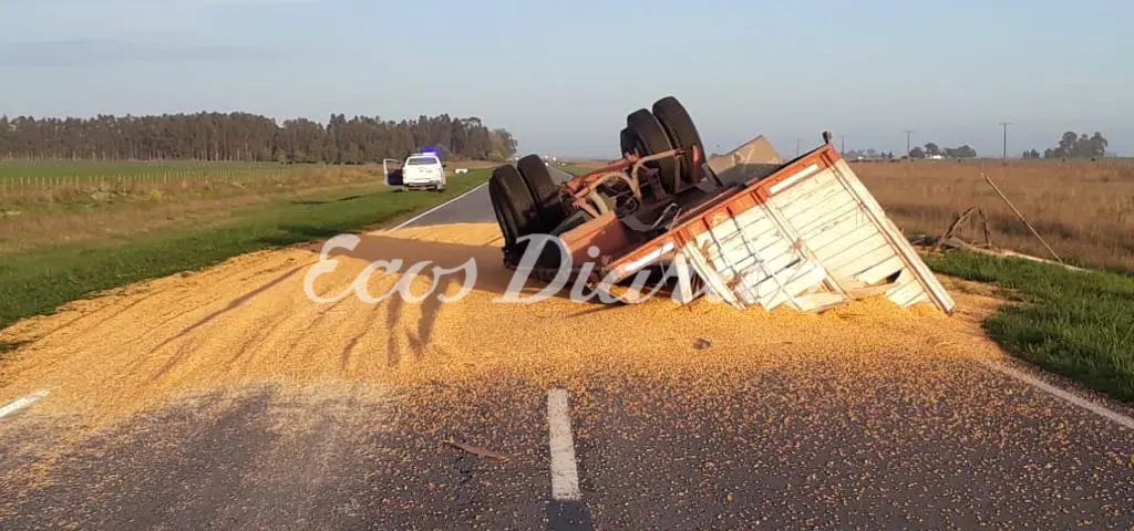 Camionero conducía con alcohol en sangre y volcó en la ruta 228