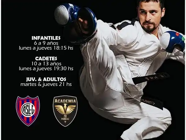 Enseñanza de taekwondo en club San Lorenzo