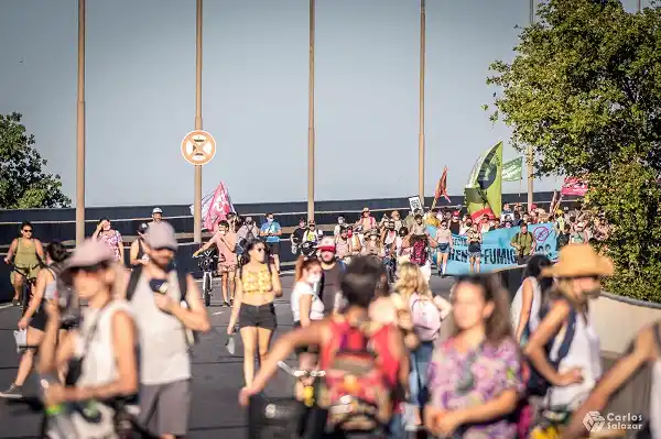 Ambientalistas cortaron el puente Rosario-Victoria en protesta por los incendios en humedales