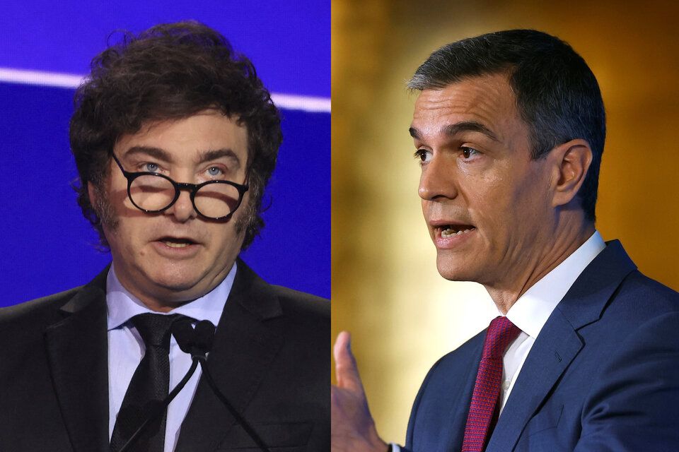 Recrudece la pelea bilateral entre Milei y Sánchez.