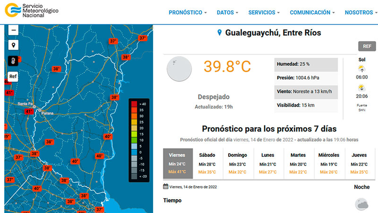 El pico de calor en Entre Ríos fue de 41,6ºC: los registros que hubo en el país