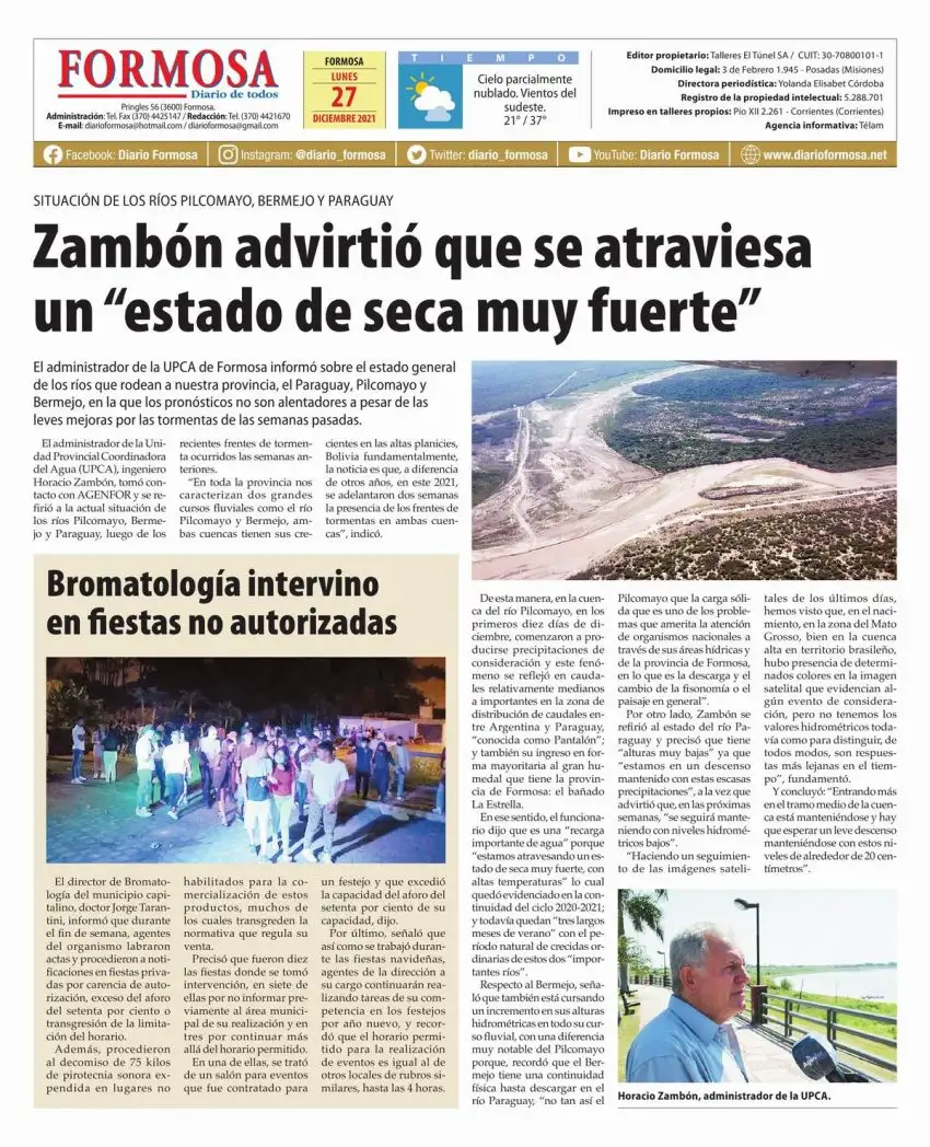 Tapa y Contratapa 27 de diciembre de 2021