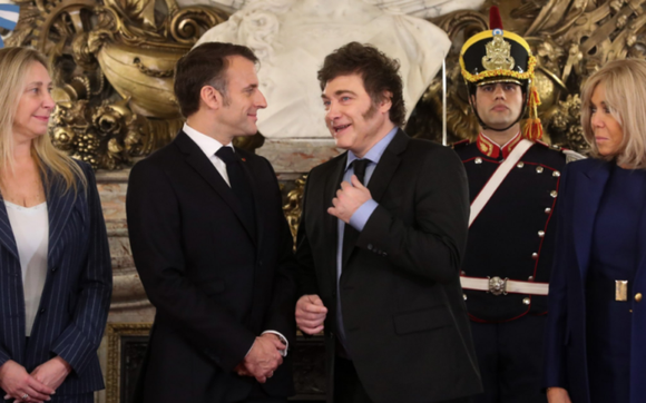 Milei recibió a Emmanuel Macron en la Casa Rosada en una previa del G20