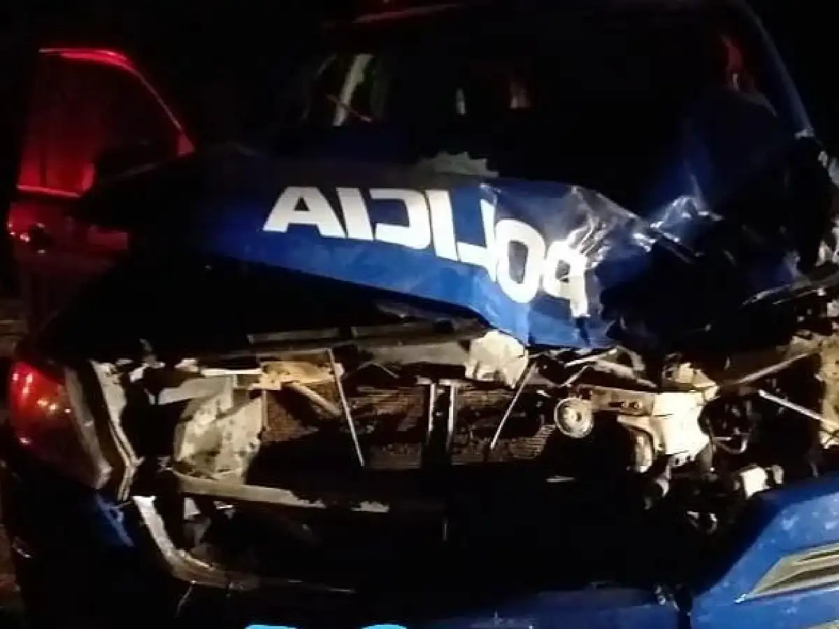 Camioneta de la policía  chocó contra un caballo  en Altos de Chipión