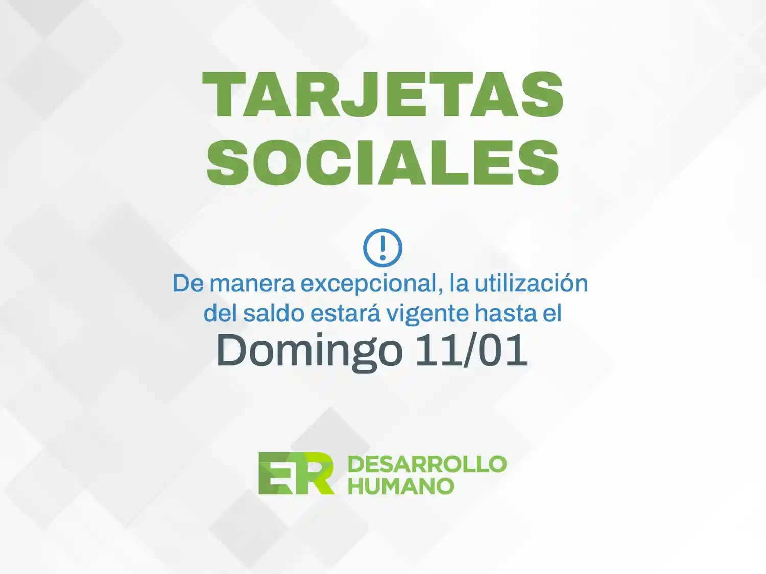 El domingo vence el saldo de la tarjeta de riesgo social
