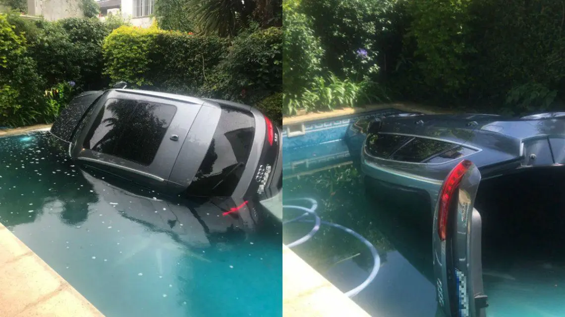 Una mujer se cayó con el auto en su pileta