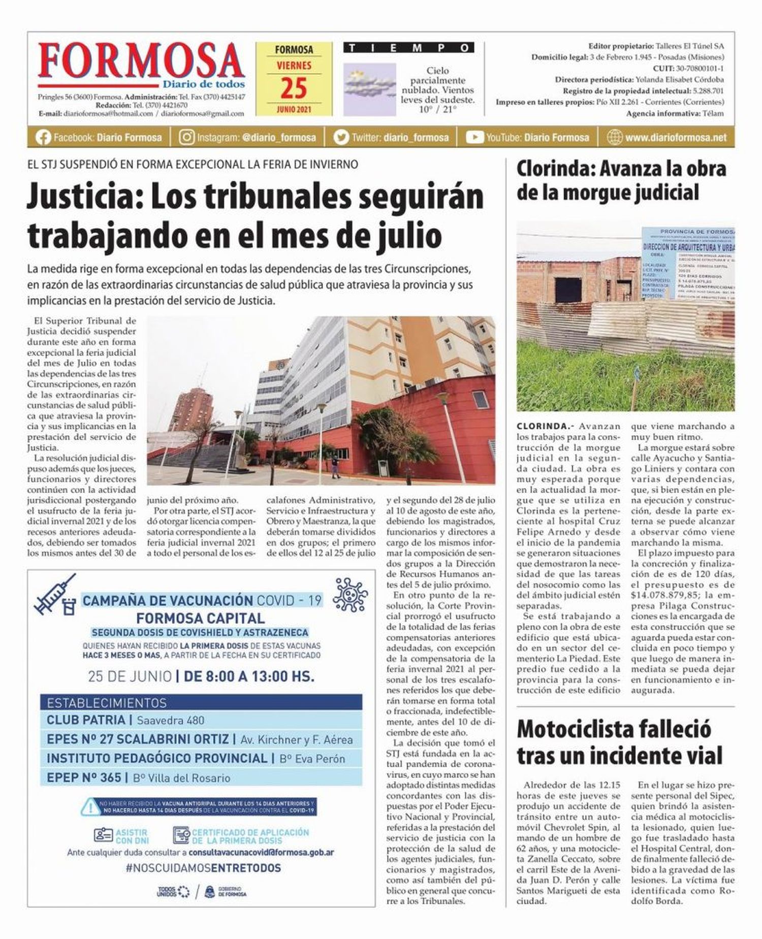 Tapa y Contratapa 25 de junio de 2021