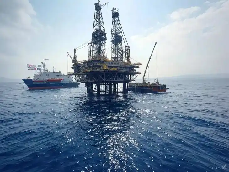 Plataforma de perforación en aguas profundas frente a las costas de Chipre, donde ExxonMobil y QatarEnergy anunciaron un nuevo hallazgo de gas en el pozo Pegasus-1.
