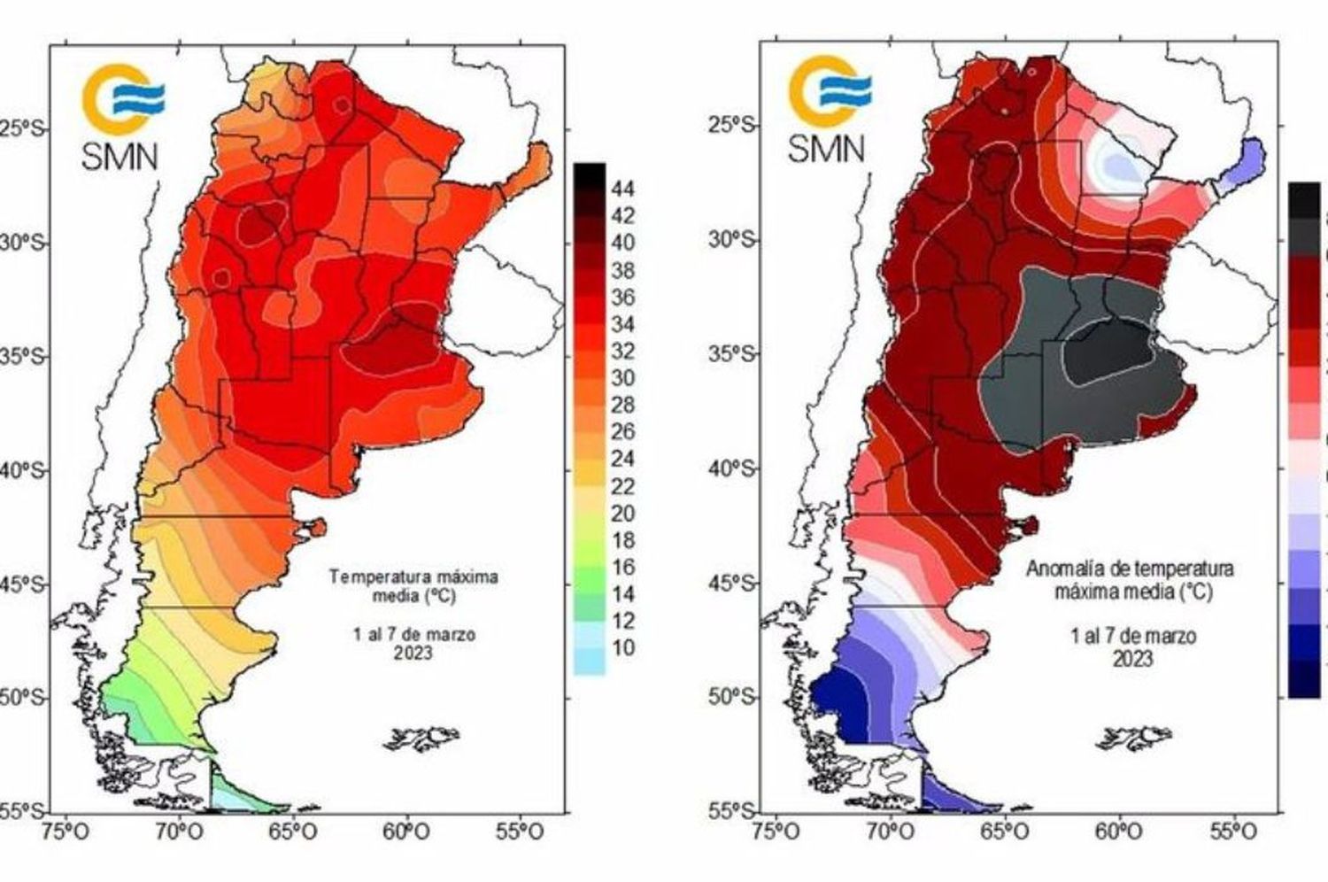 Por la ola de calor, el SMN tuvo que agregar más colores en los mapas