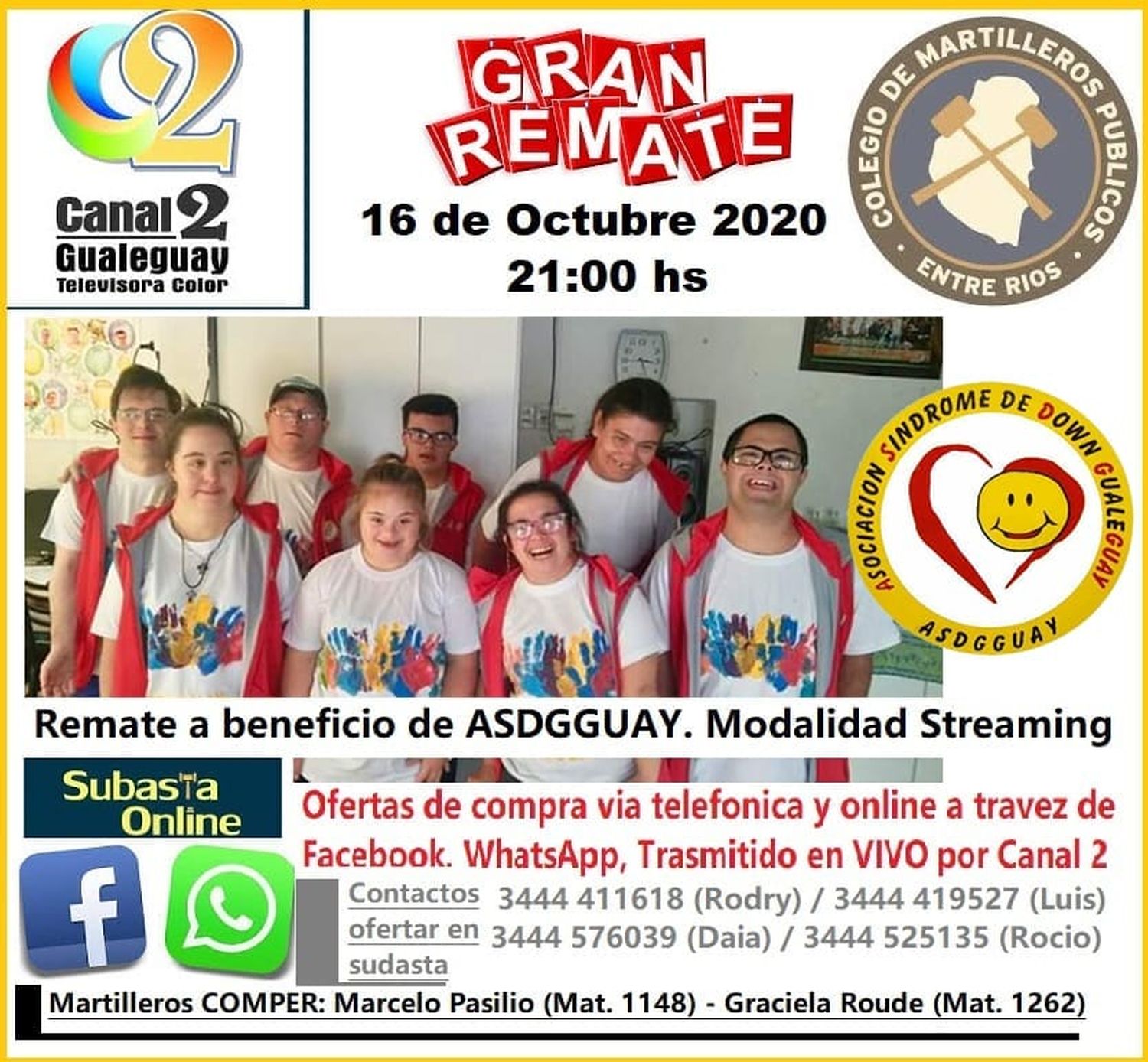 ASDGGUAY organiza un remate para recaudar fondos