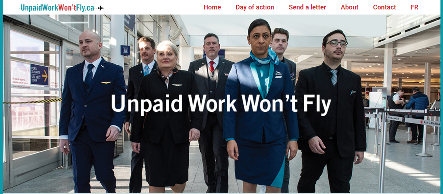 Canada’s Flight Attendants Tell Airlines “Unpaid Work Won’t Fly”, Launch Campaign Tackling Unpaid Work