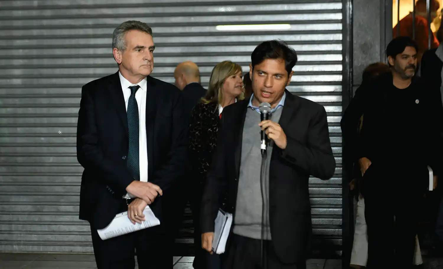 Agustín Rossi y Axel Kicillof, tras la reunión de ayer.