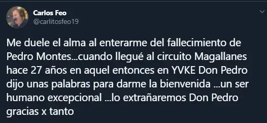 Amigos recuerdan a Pedro Montes por su don de gente. Foto: Twitter