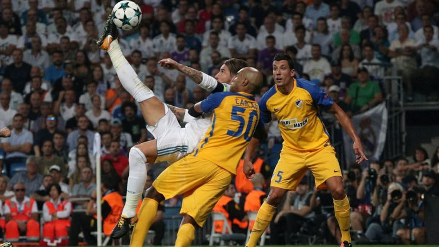 Sergio Ramos volvió a marcar un gol de chilena con el Real Madrid