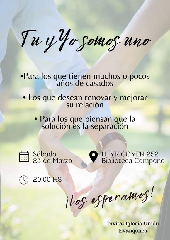 Encuentro para parejas “Tú y yo somos uno”