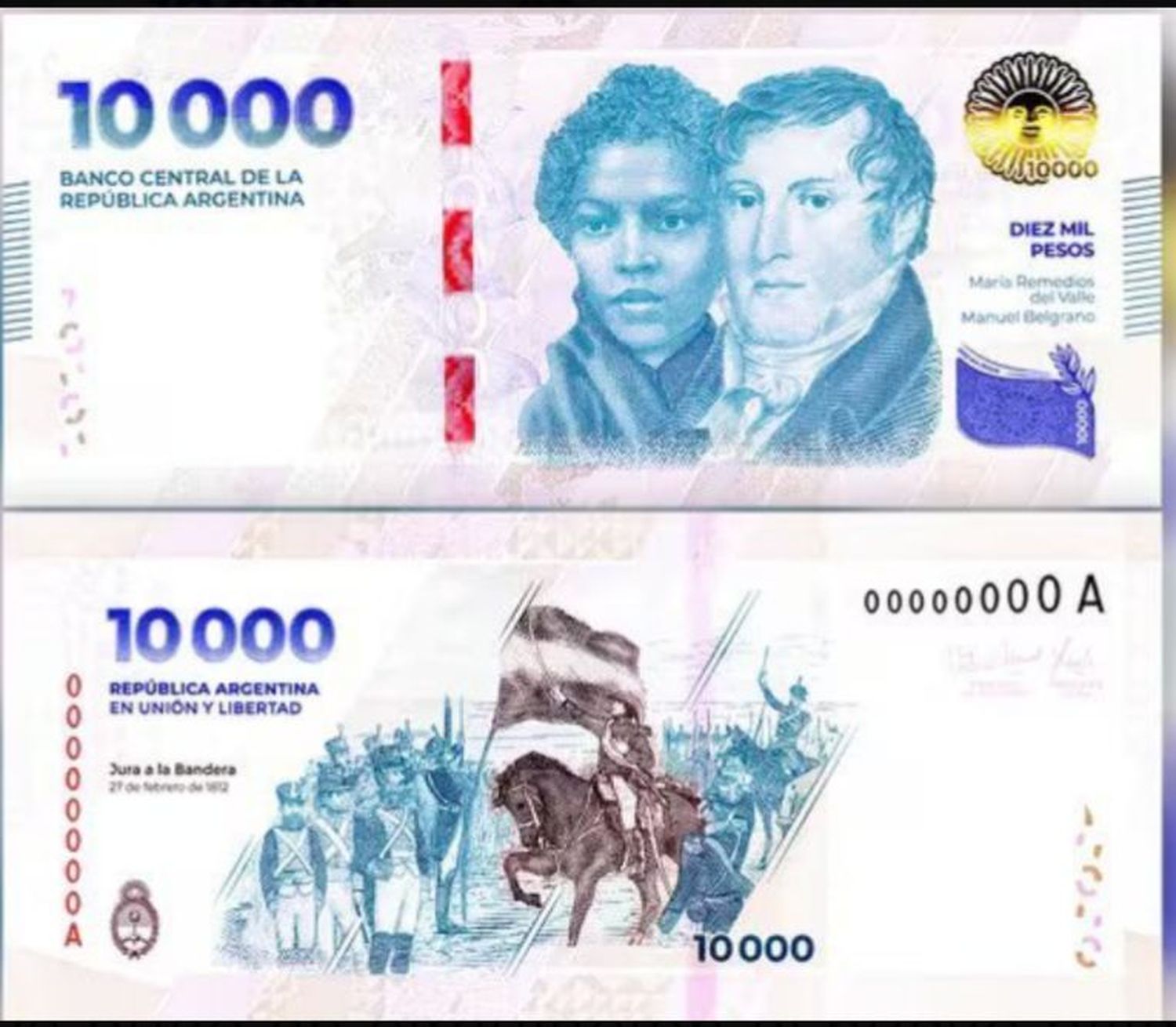 Los nuevos billetes de 10000 pesos ya se encuentran en circulación