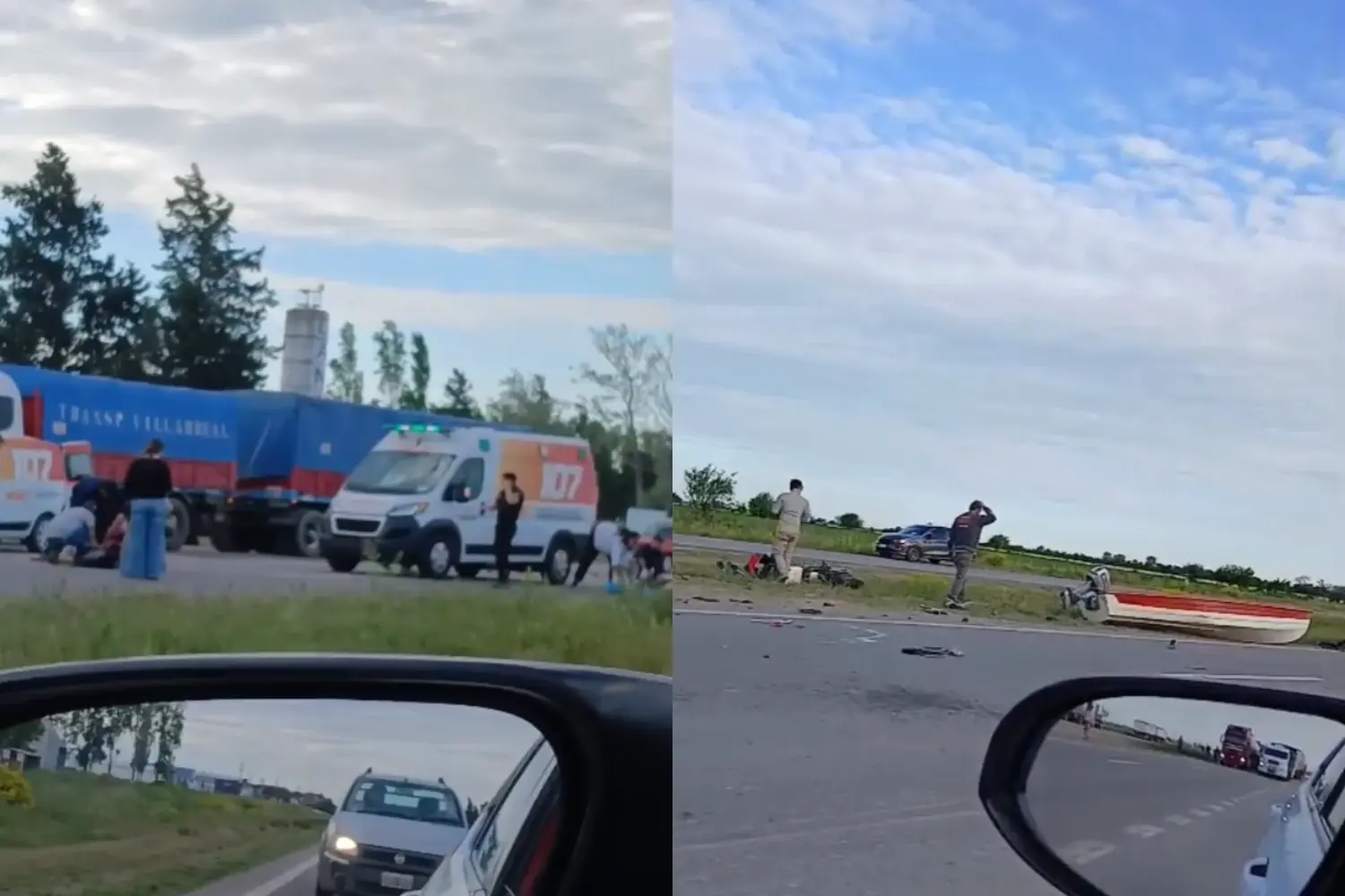 Fuerte choque en la Ruta 34 entre Rafaela y Susana: dos motociclistas fueron trasladados por el SIES 107 al Hospital