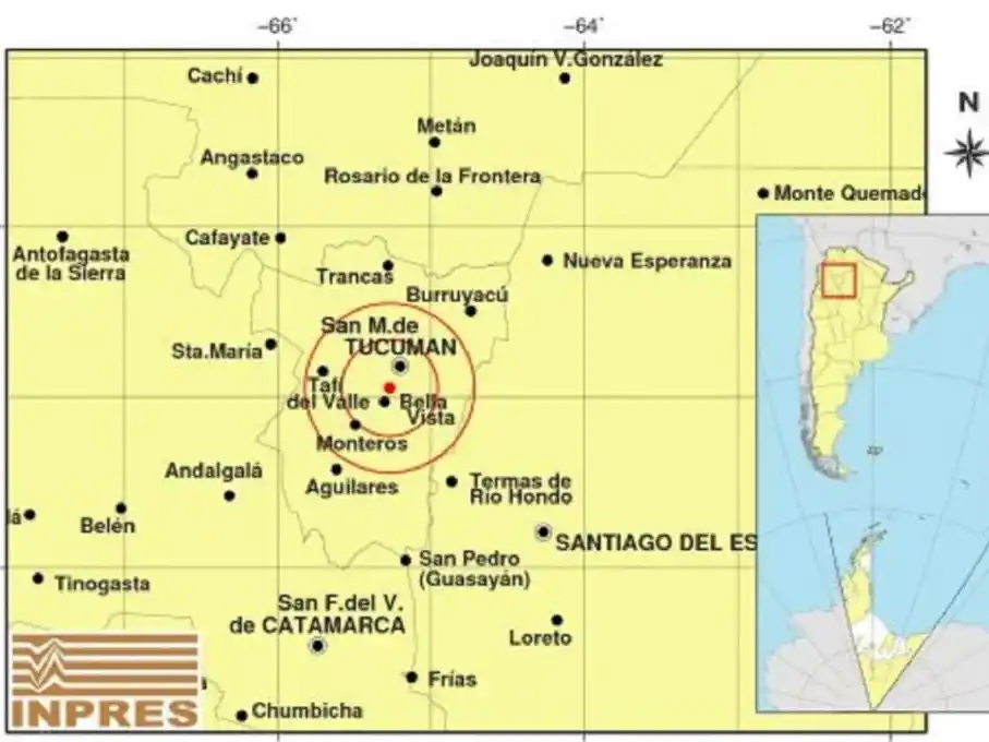 mapa del sismo en Tucumán