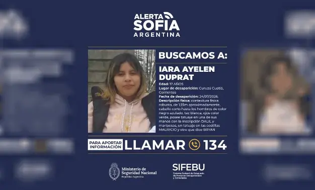 Ministerio de Seguridad Nacional activó el Alerta Sofía este sábado.
Foto: Agencia NA (Ministerio de Seguridad Nacional)