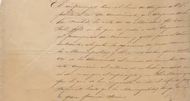 Documento histórico revela que en 1859 no se pudo tratar presupuesto municipal
