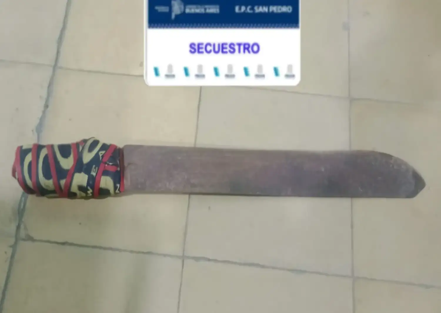 Elemento cortante secuestrado por la policía