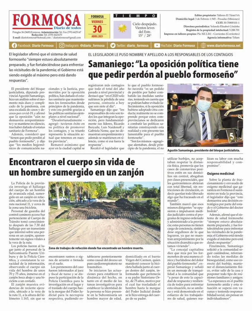 Tapa y Contratapa 30 de abril de 2021