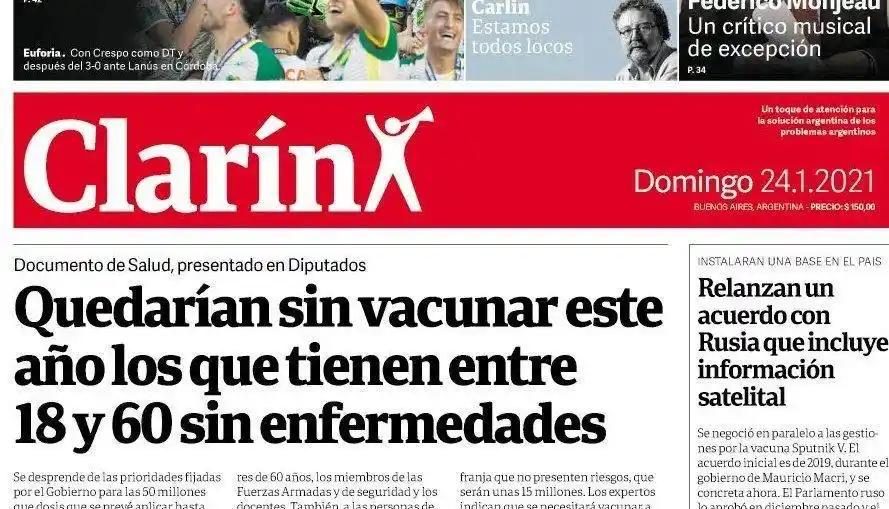 Kreplak expuso a Clarín por una tapa donde ponía en duda que los menores de 60 fueran vacunados en 2021