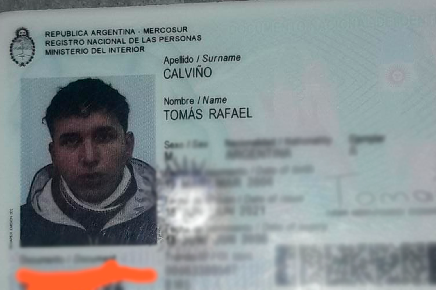 Encontraron el DNI de Tomás Calviño