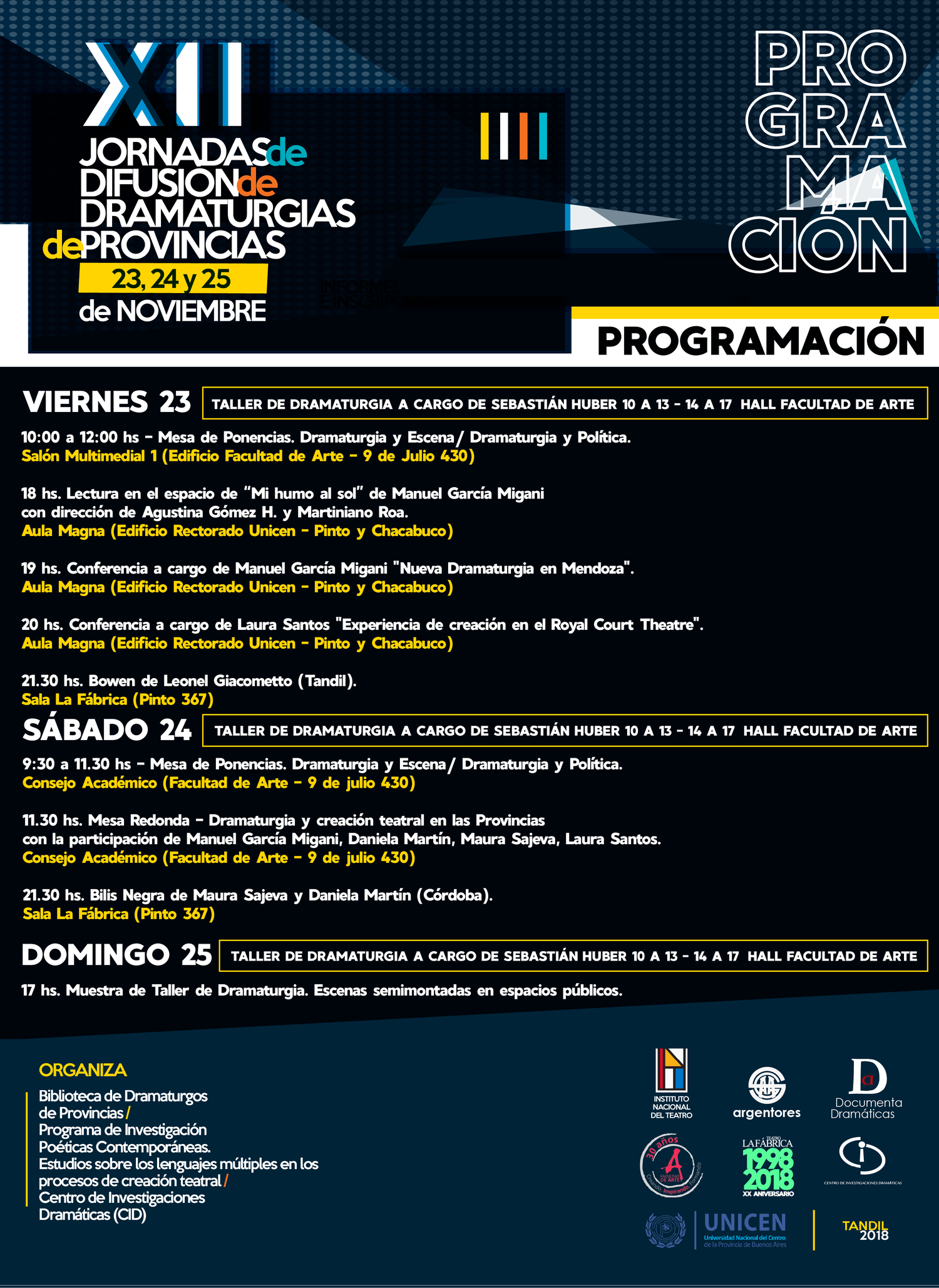 Se desarrollarán las XII Jornadas de Difusión de Dramaturgias de Provincia