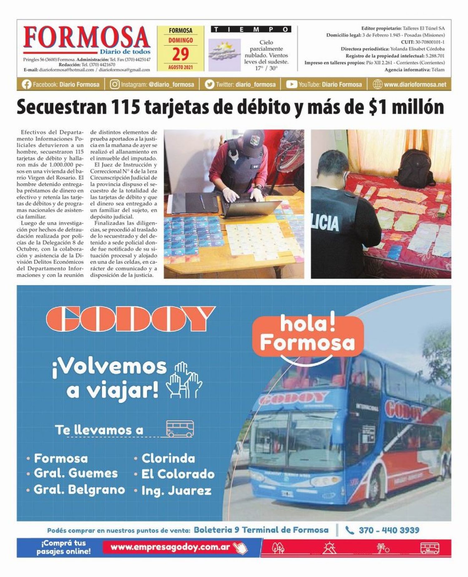 Tapa y Contratapa 30 de agosto de 2021