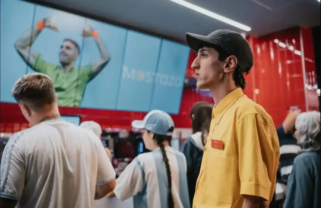 Lázaro Balista en la publicidad de Mostaza.