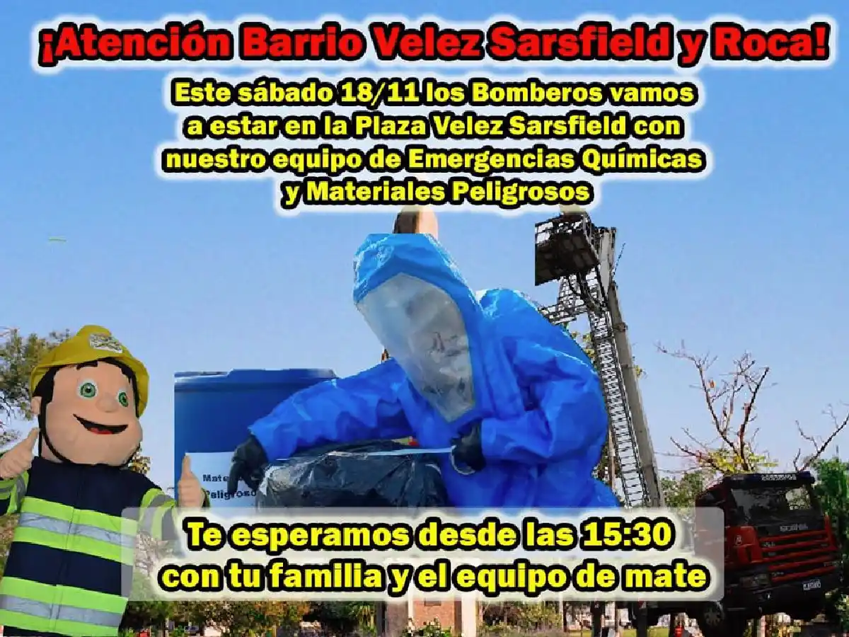 Bomberos Voluntarios realizará actividad en la plaza Vélez Sarsfield
