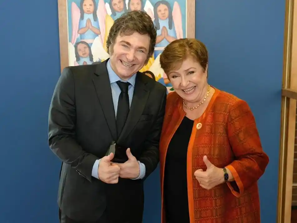 Javier Milei y Kristalina Georgieva.