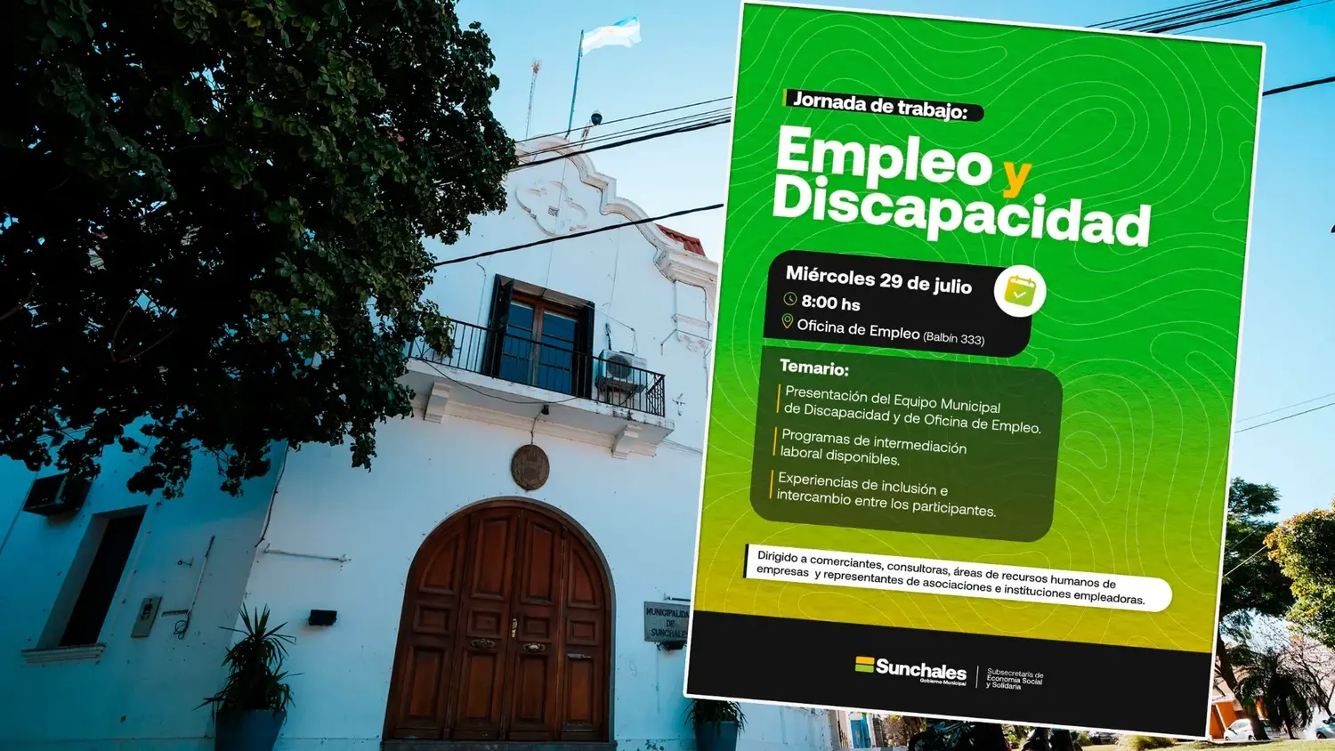 Sunchales realizará una jornada sobre empleo e inclusión de personas con discapacidad
