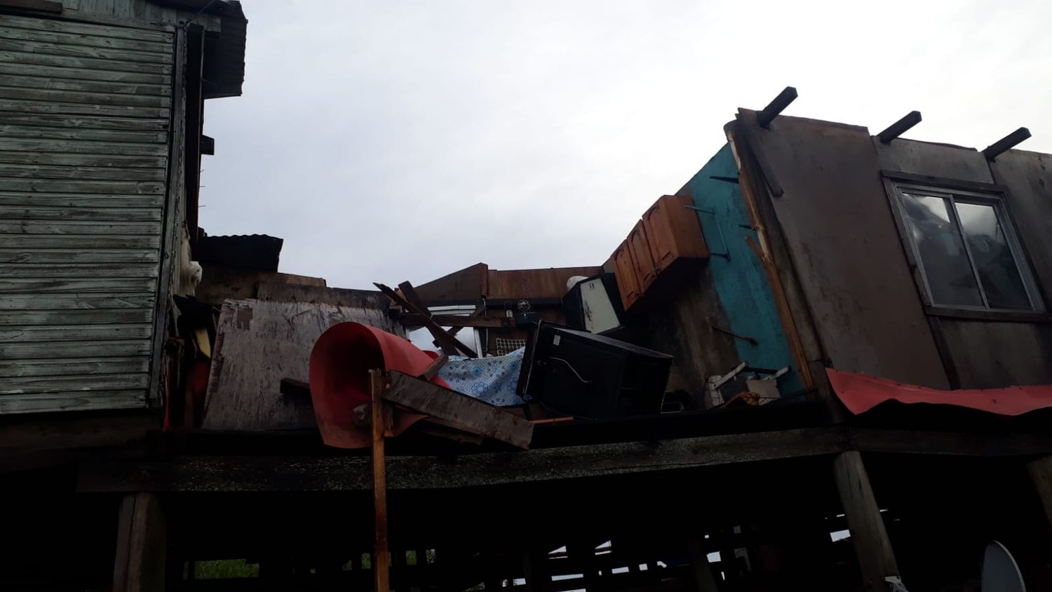 Temporal: así quedó la vivienda de un  vecino de la isla