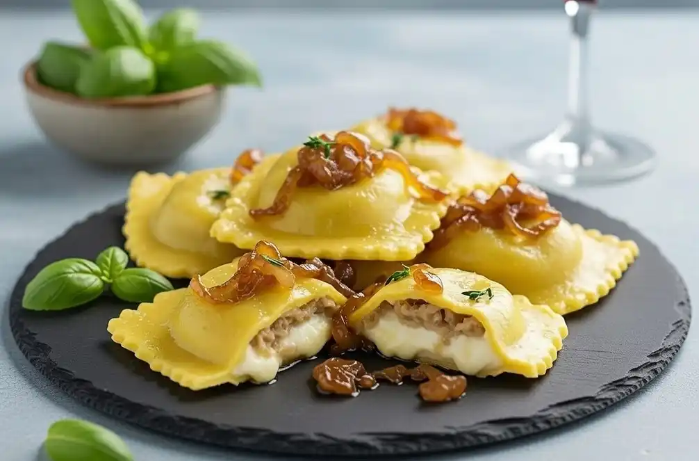 Los ravioles de provolone y cebolla caramelizada se presentan como una alternativa equilibrada y sencilla.