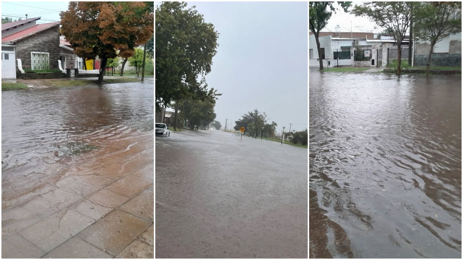 La localidad de América, en el partido de Rivadavia, una de las más afectadas por la lluvia. Fotos: Rivadavia Online
