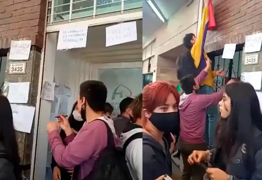 Alumnos de Hurlingham marcharon al Consejo Escolar para reclamar por la falta de estufas