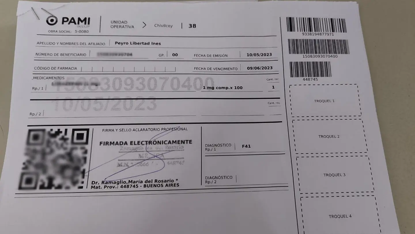 Encontraron recetas a nombre de Inés Peyró