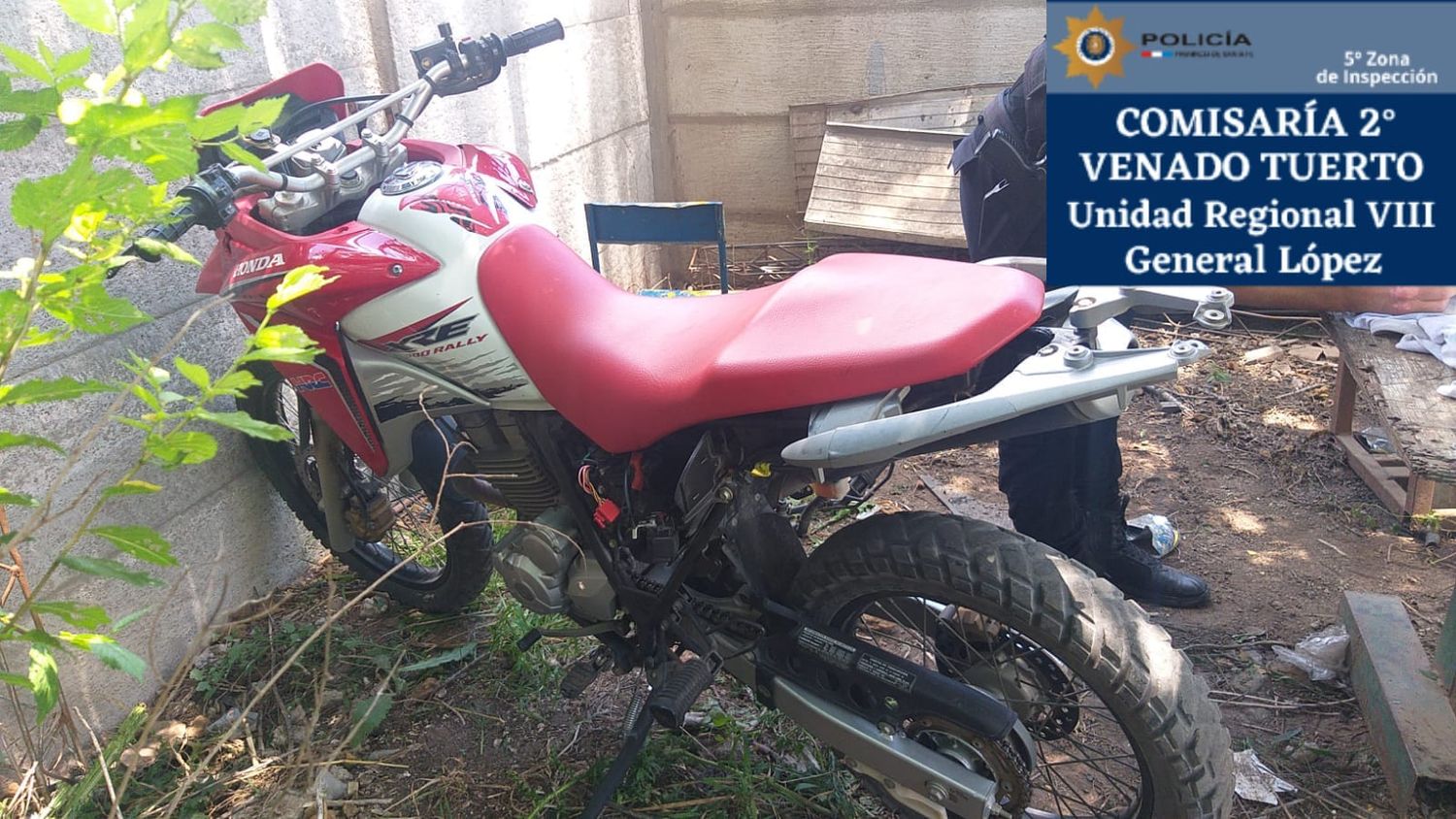 Una de las motos secuestradas. Crédito: Relaciones Policiales.