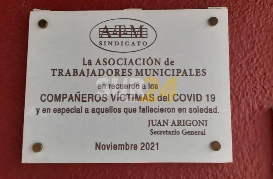 La ATM coloca placas por los municipales y familiares, víctimas del Covid-19 en Venado y la región