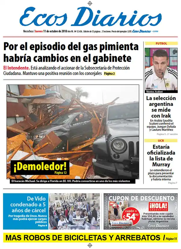 Tapa del 11 de octubre de 2018